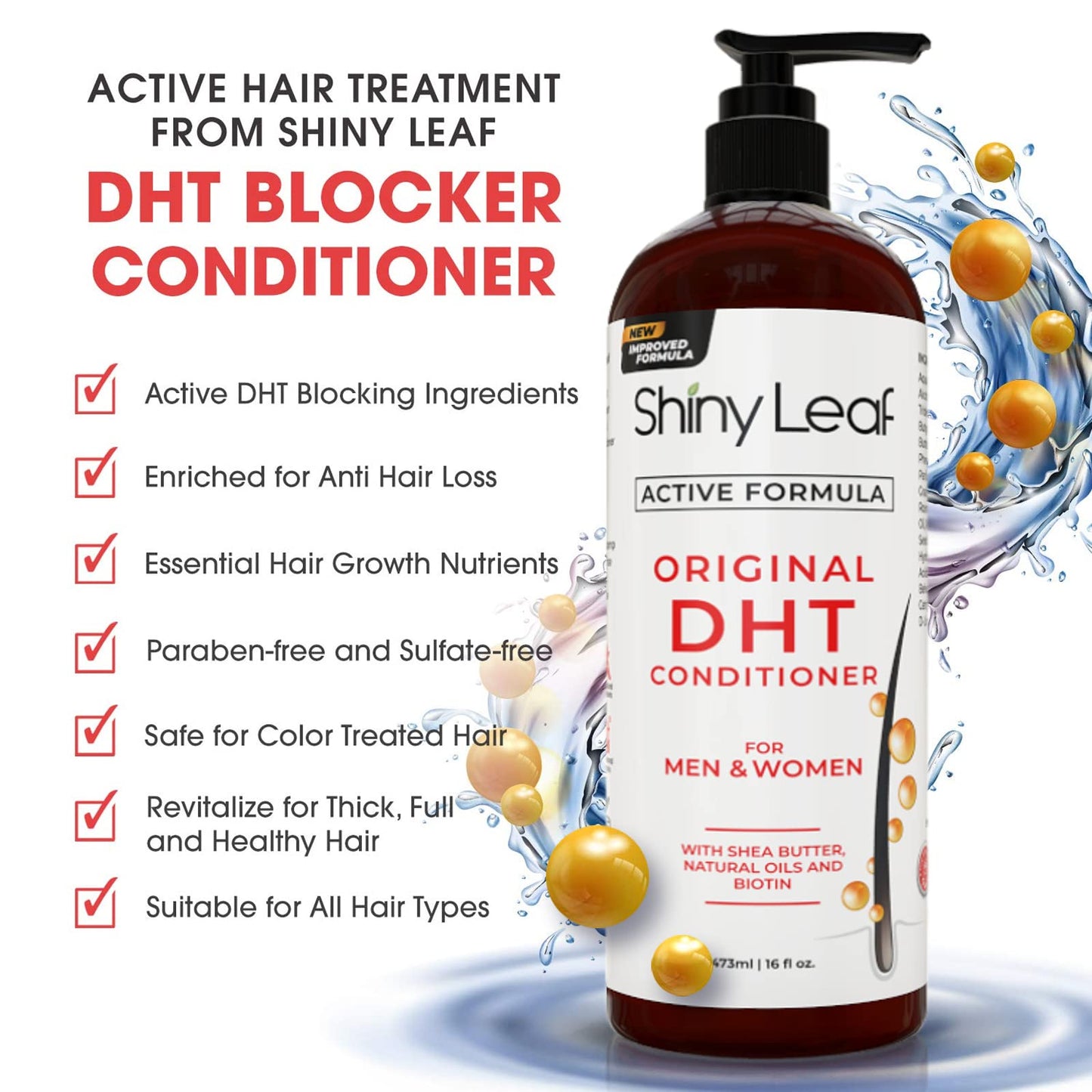 DHT Blocker Shampoo and Conditioner - For Women And Men, Made In USA, Anti-Hair Loss Treatment, With Biotin, Castor Oil, Rosemary Oil and Procapil Beauty & Personal Care Shiny Leaf