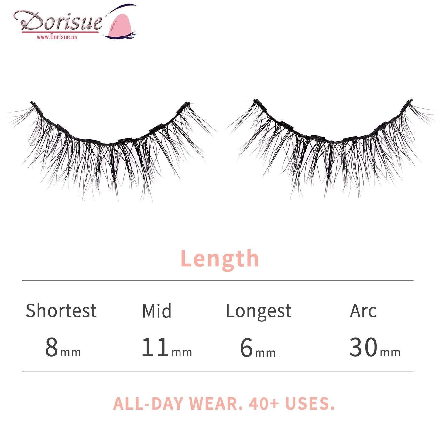 Dorisue Natural magnetic lashes short Magnetic eyelashes Natural look Luxe Cat eyes Natural Medium Long lashes Flare style Beauty & Personal Care Dorisue