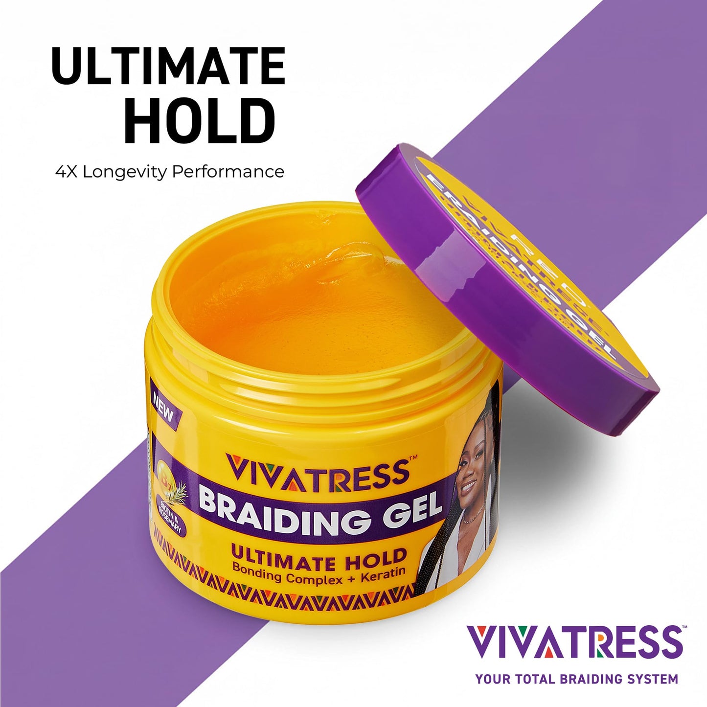 Red by Kiss VIVATRESS Ultimate Hold Braiding Gel - 4X Extra Strong, No Flake, Non Greasy, Long Lasting Sleek Styling Gel with Keratin, Biotin Beauty & Personal Care Red by Kiss
