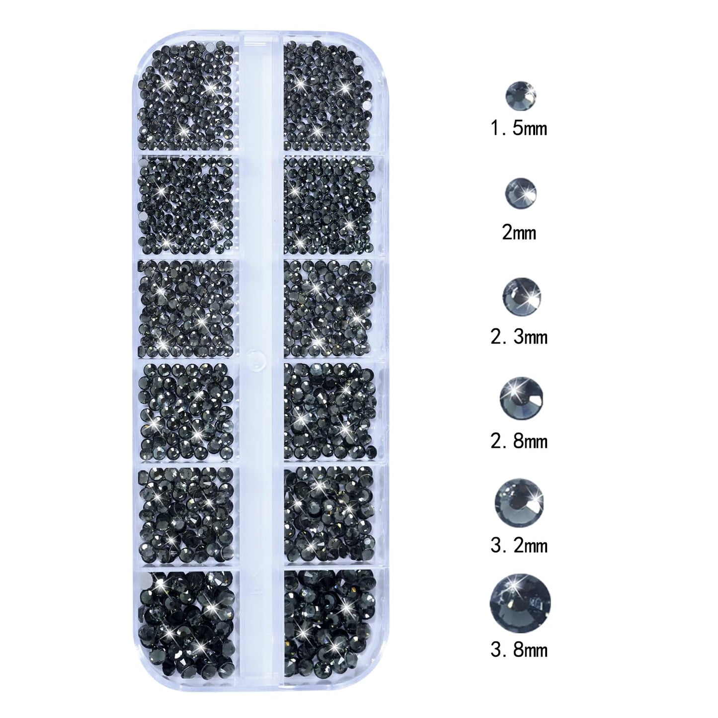 HNUIX Nail Rhinestones - 3D Multi Shape Size Crystal, Transparent Gray Nail Gems, Flat Back, with Kit, for Nail Art, DIY Decorations Beauty and Personal Care HNUIX