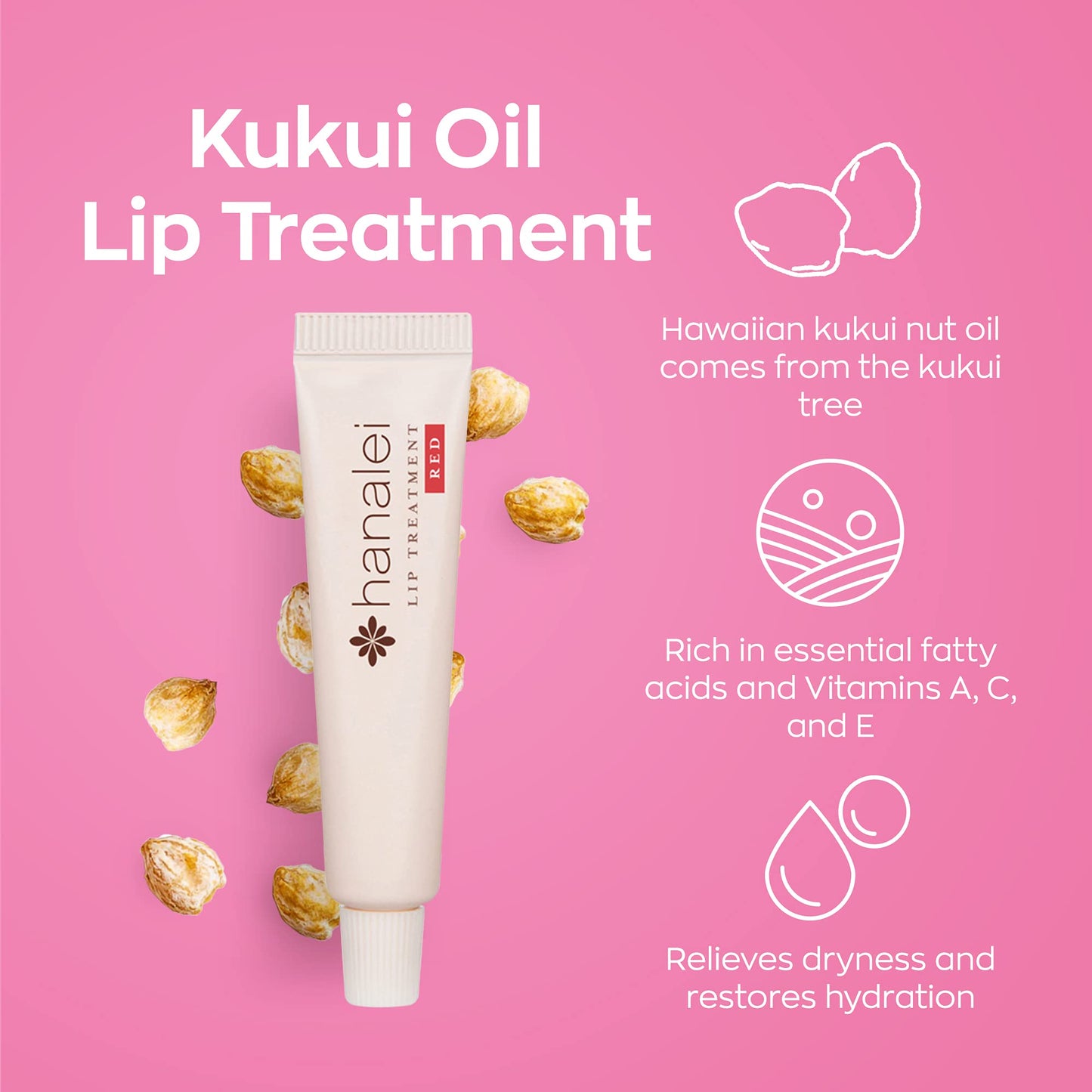 Hanalei Hydrating Lip Treatment Balm - Cruelty-Free, Paraben-Free Moisturizer for Severely Dry, Chapped Lips - Kukui Oil, Shea Butter & Grapeseed Oil Beauty & Personal Care Hanalei