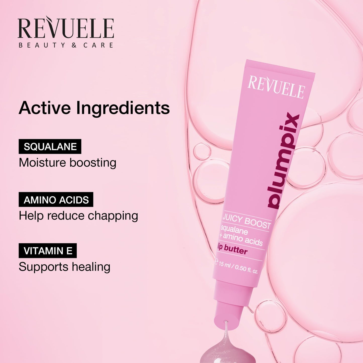 REVUELE Juicy Boost Lip Butter - 0.50 fl.oz - Hydrating & Plumping Lip Treatment with Squalane, Amino Acids, Shea Butter & Vitamin E - Soft, Glossy Beauty and Personal Care Revuele