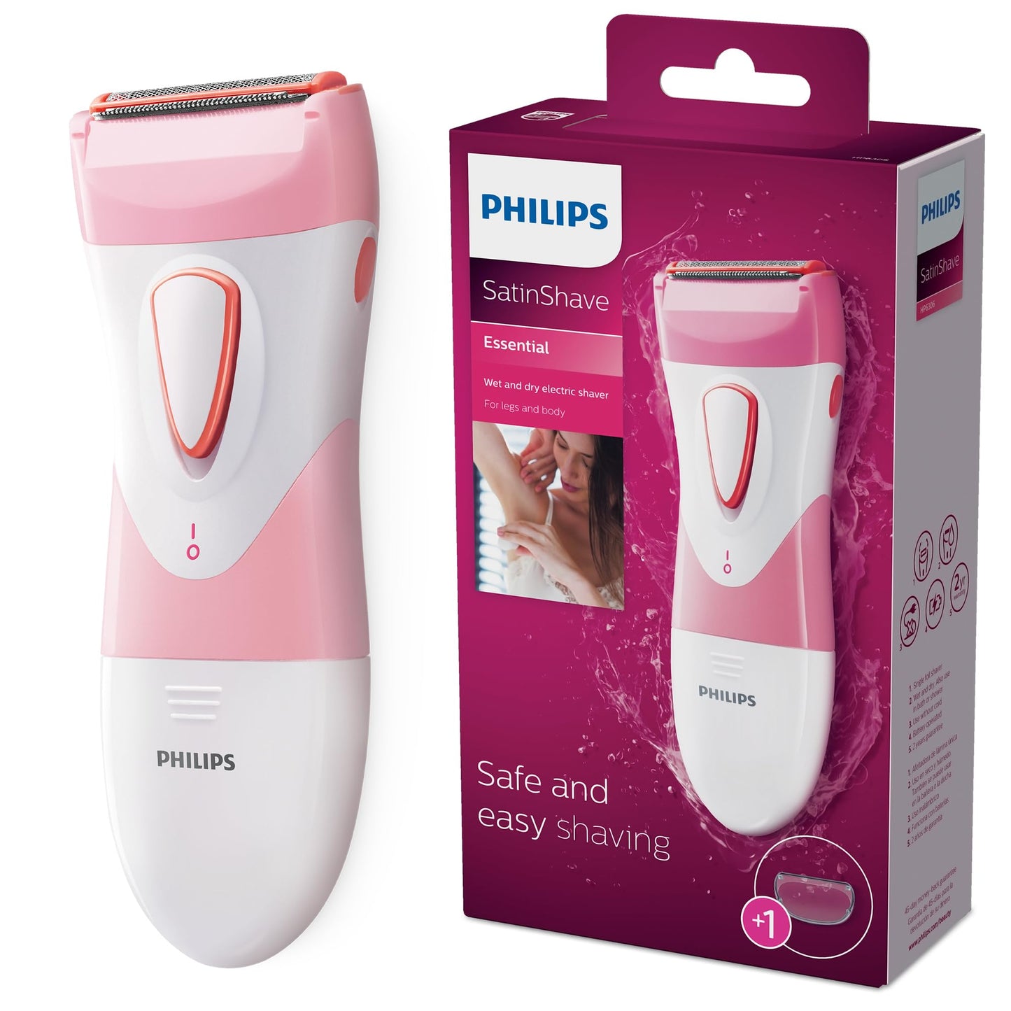 Philips SatinShave Essential Women’s Wet & Dry Electric Shaver for Legs & Body, Cordless, with Hypoallergenic Foil, HP6306/50 Beauty and Personal Care Philips