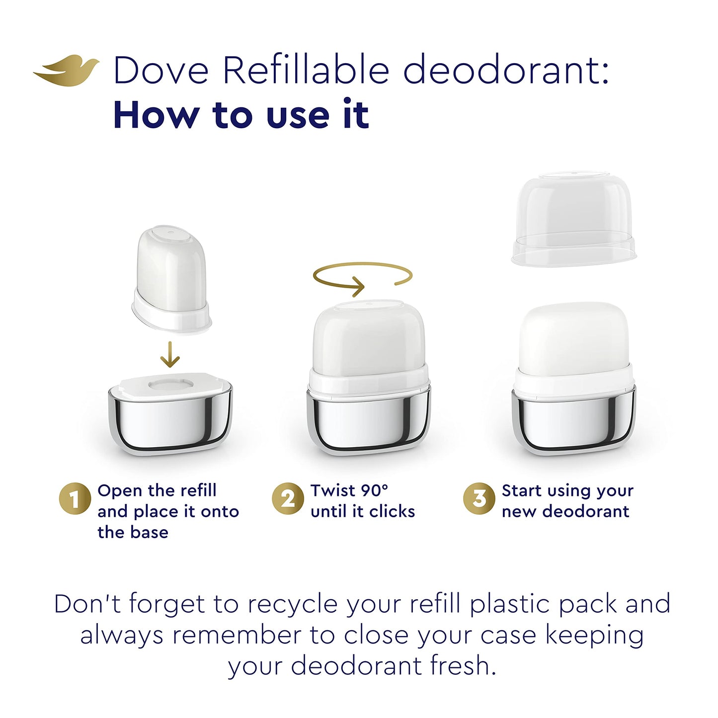 Dove Refillable Deodorant Starter Kit 0% Aluminum Sensitive Aluminum Free Deodorant 1.13 oz Beauty and Personal Care Dove