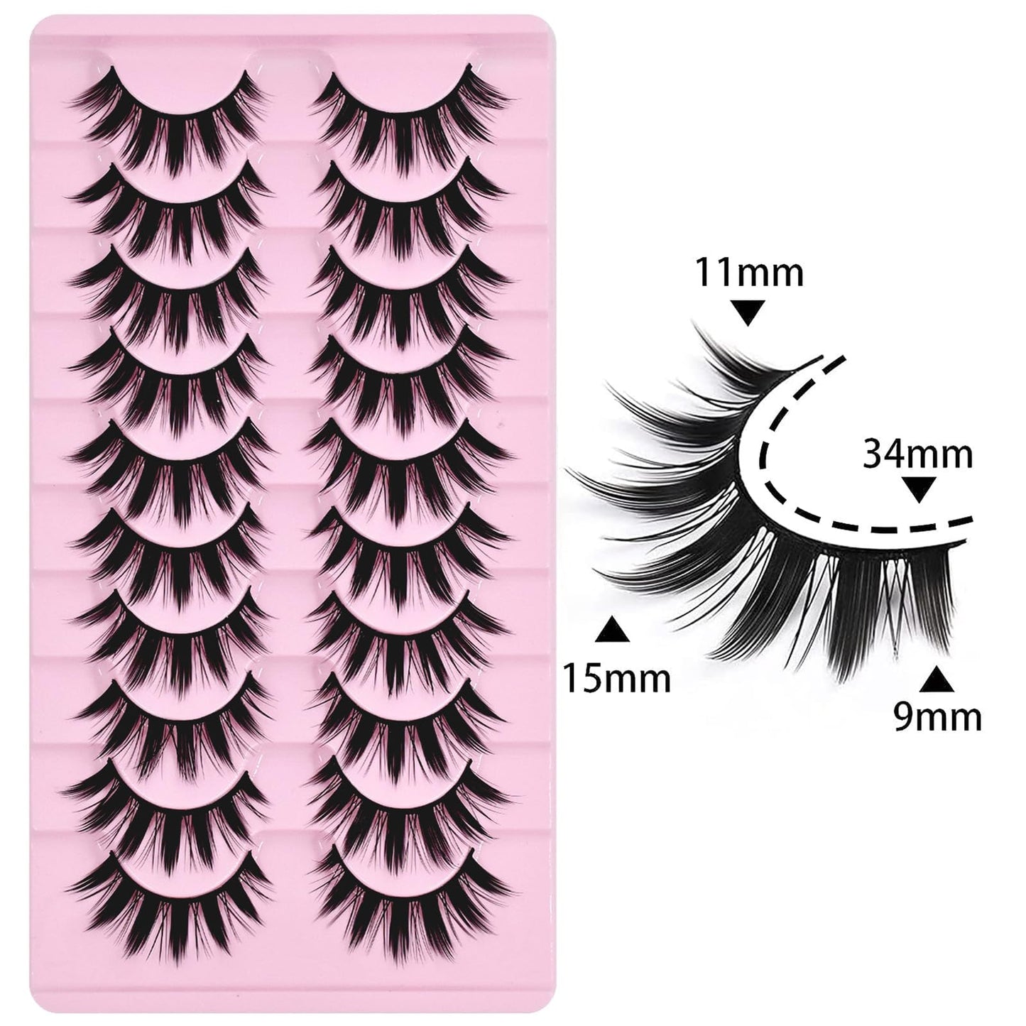 10 Pairs Manga Lashes Anime Cosplay Lashes Spiky Manga Style Lashes Janpanese 16mm Extension Natural Manhua Doll Eye Lashes Halloween/Party Makeup Beauty & Personal Care AUGENLI