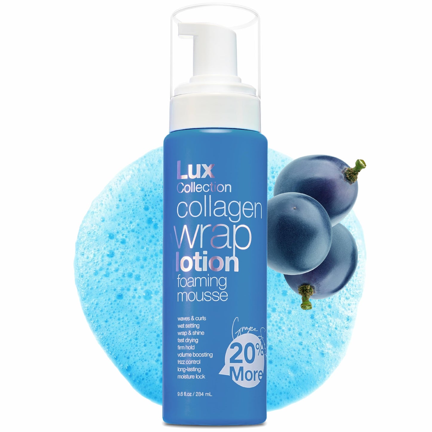 Lux Collection Wrapping Foam Lotion Wave Curl Wet Setting Styling Hair Foaming Mousse 9.6 fl.oz / 284mL Collagen Beauty & Personal Care Lux Collection