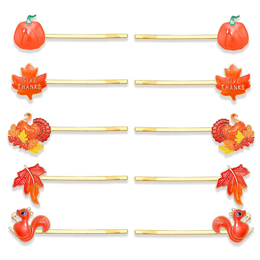 Thanksgiving Fall Hair Clips for Women Enamel Harvest Pumpkin Maple Leaf Turkey Hairpins Cute Autumn Holiday Hair Accessory Costume Party Favors Gifts Beauty & Personal Care CEALXHENY