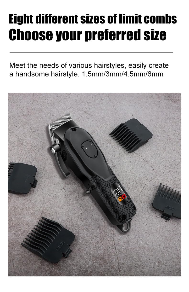 GLESVOWIO Household Digital Display Professional Hair Clipper Clippers and Trimmers Set with 4 Guide Combs Electric Cutting Machine Low Noise Beauty and Personal Care GLESVOWIO
