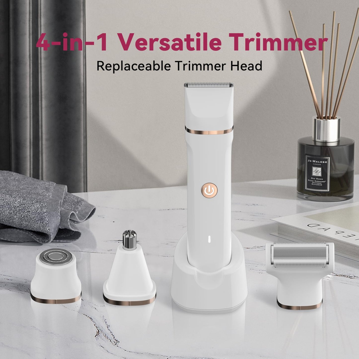 4-in-1 Electric Bikini Trimmer for Women - Painless Electric Razors for Facial/Body/Armpit/Pubic Hair, IPX7 Waterproof Replaceable Shaver Head & Nose Beauty and Personal Care Arikit