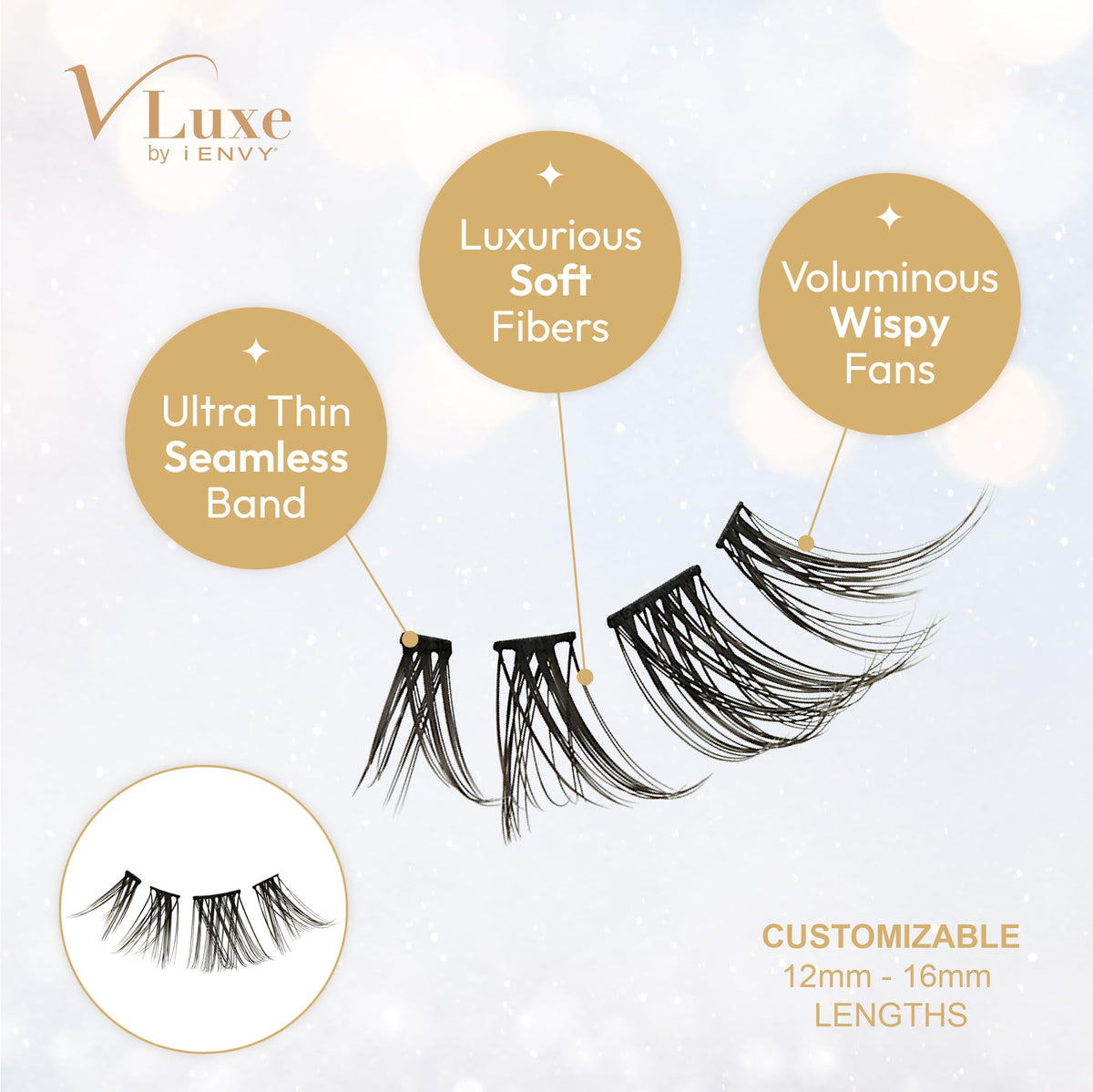 VLuxe Faux Mink Lash Cluster Mini Extended, 14 10-14mm Seamless DIY Lash Extensions, Lightweight Ultra Comfort False Eyelashes with Thin Microband