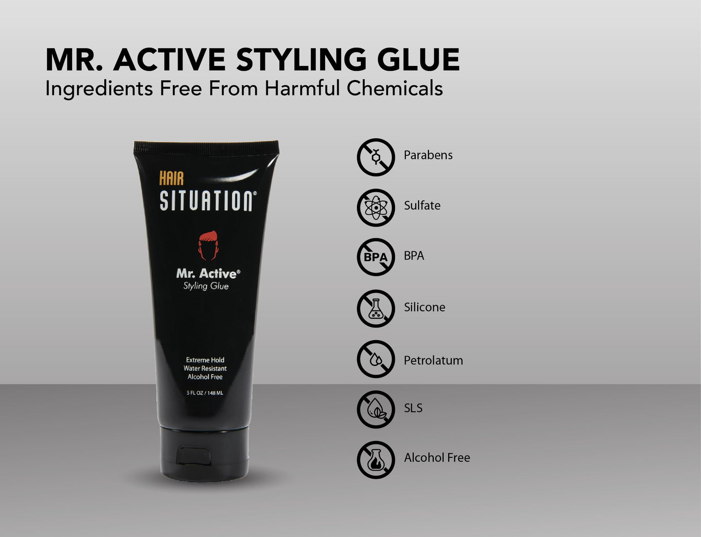 Hair Situation Mr. Active Hair Styling Glue - Strong Hold Hair Gel for Men, Maximum Grip, Anti-Frizz, Humidity Shield, Non-Flaking, Alcohol-Free, Adds Beauty & Personal Care Hair Situation
