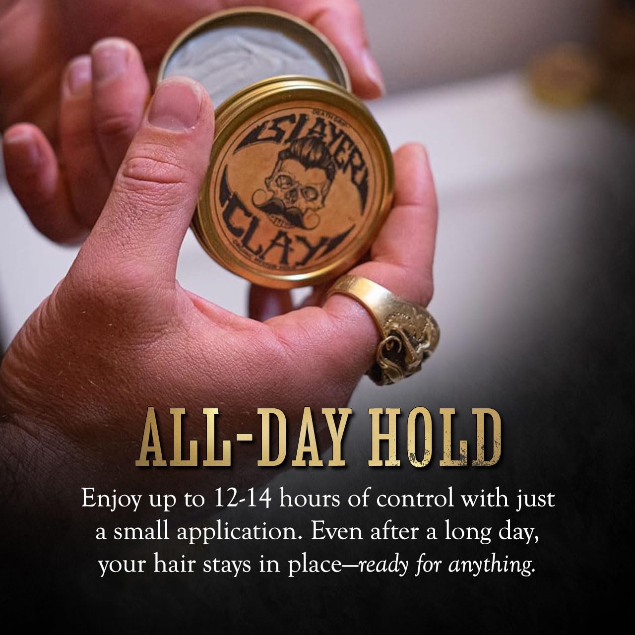 Hair Clay For Men - Slayer Clay Organic Medium Hold 2 Ounce Tin - Like Pomade Cream Or Gel - Shine Free & Non Greasy - Anti Dandruff & Easy To Use Beauty & Personal Care Vintage Grooming Co