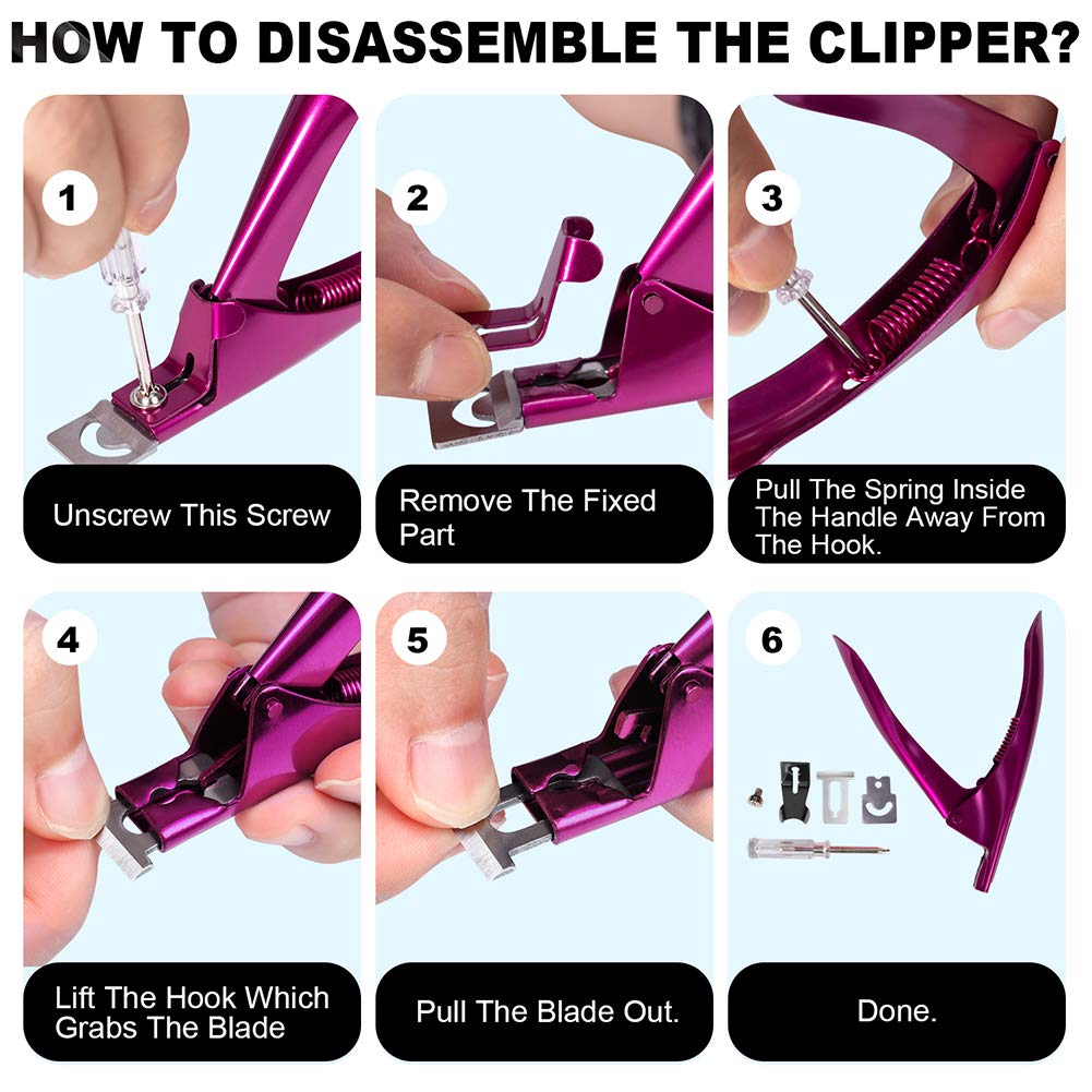 Elegant Violet Red Premium Adjustable Stainless Steel Artificial Acrylic Fake False Nail Tip Clipper Cutter Trimmer Manicure Pedicure Sharp Blade Clip Beauty & Personal Care GA&EN