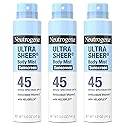Neutrogena Ultra Sheer Sunscreen Spray SPF 45 Body Mist, Lightweight Non-Greasy Broad Spectrum UVA/UVB Protection, Oil-Free & Non-Comedogenic Water Beauty & Personal Care Neutrogena