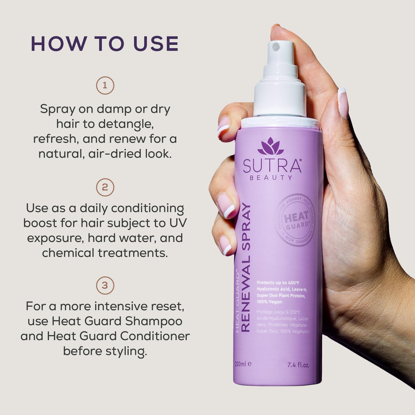 SUTRA Heat Guard Renewal Hair Spray for Frizzy, Dry & Damaged Hair - Thermal Protecting Hairspray Hydrates, Protects & Repairs Against Heat Beauty & Personal Care SUTRA