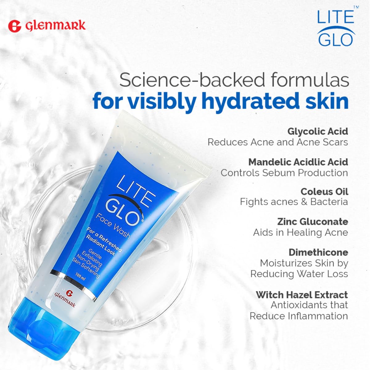 LITE GLOW Face Wash Glenmark (100ML) Beauty & Personal Care LITE GLOW