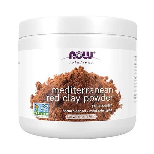 NOW Solutions, Mediterranean Red Clay Powder, Pure Powder for Sensitive Skin Facial Mask, 6-Ounce Beauty & Personal Care NOW Foods