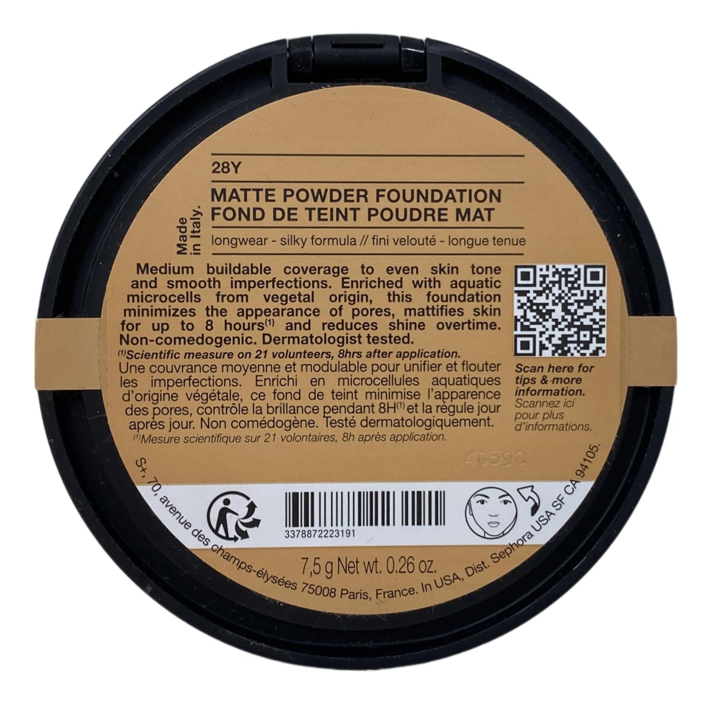 Sephora Collection Matte Powder Foundation - 28Y (medium, yellow undertone) 0.26 oz / 7.5 g Beauty & Personal Care SEPHORA