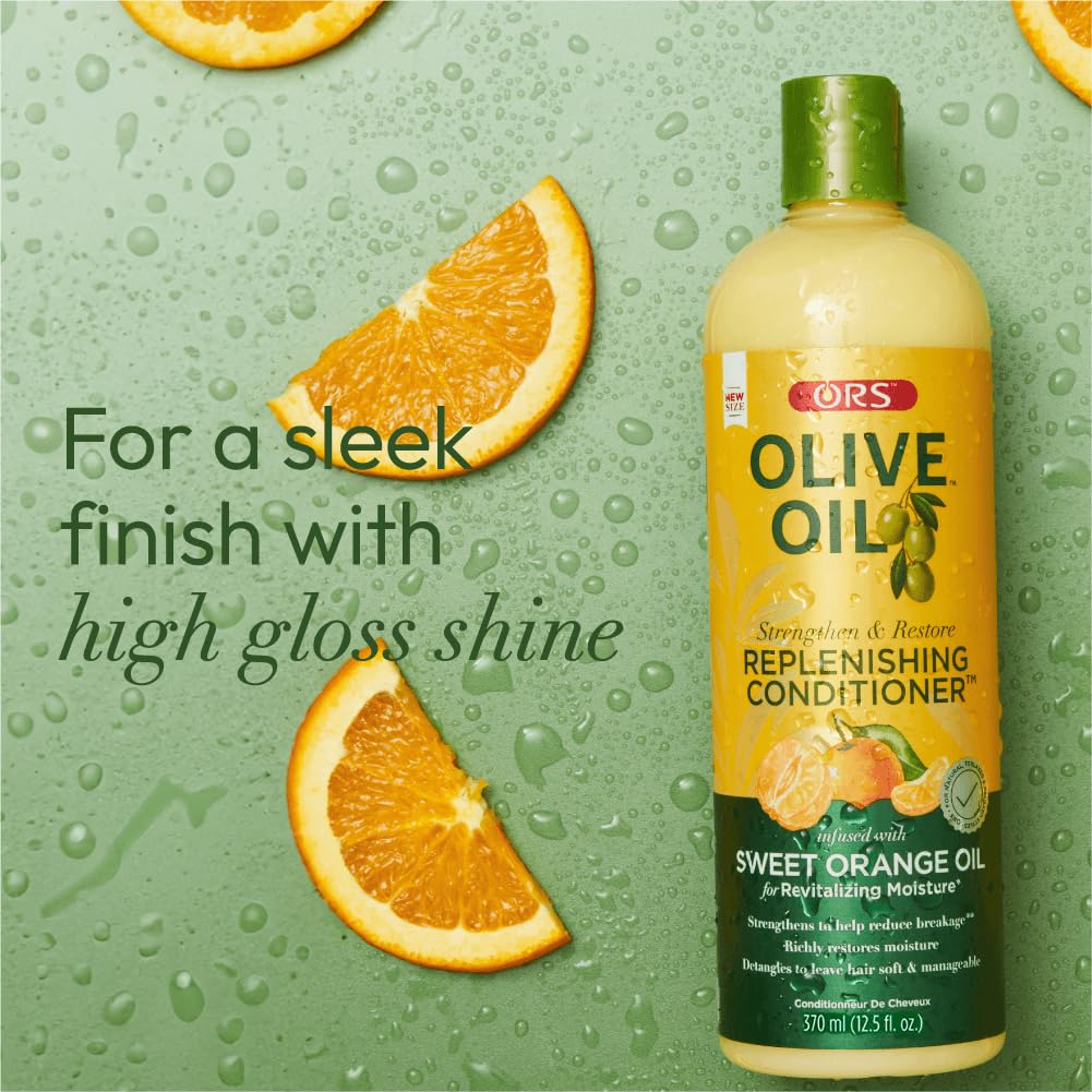 ORS Olive Oil Strengthen & Nourish Replenishing Conditioner infused with Sweet Orange Oil for Revitalizing Moisture 12.25 Ounce (Pack of 1)
