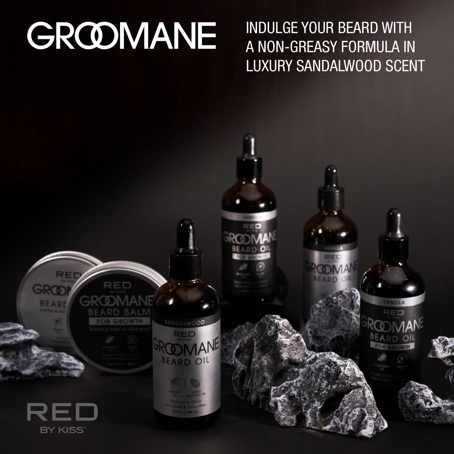 Red by Kiss Groomane Beard Oil, Argan Oil & Sweet Almond Oil, Paraben & Phthalate-Free, Hydrates, Softens Healthy Smooth Beard Hair (3 fl.oz Beauty and Personal Care Red by Kiss