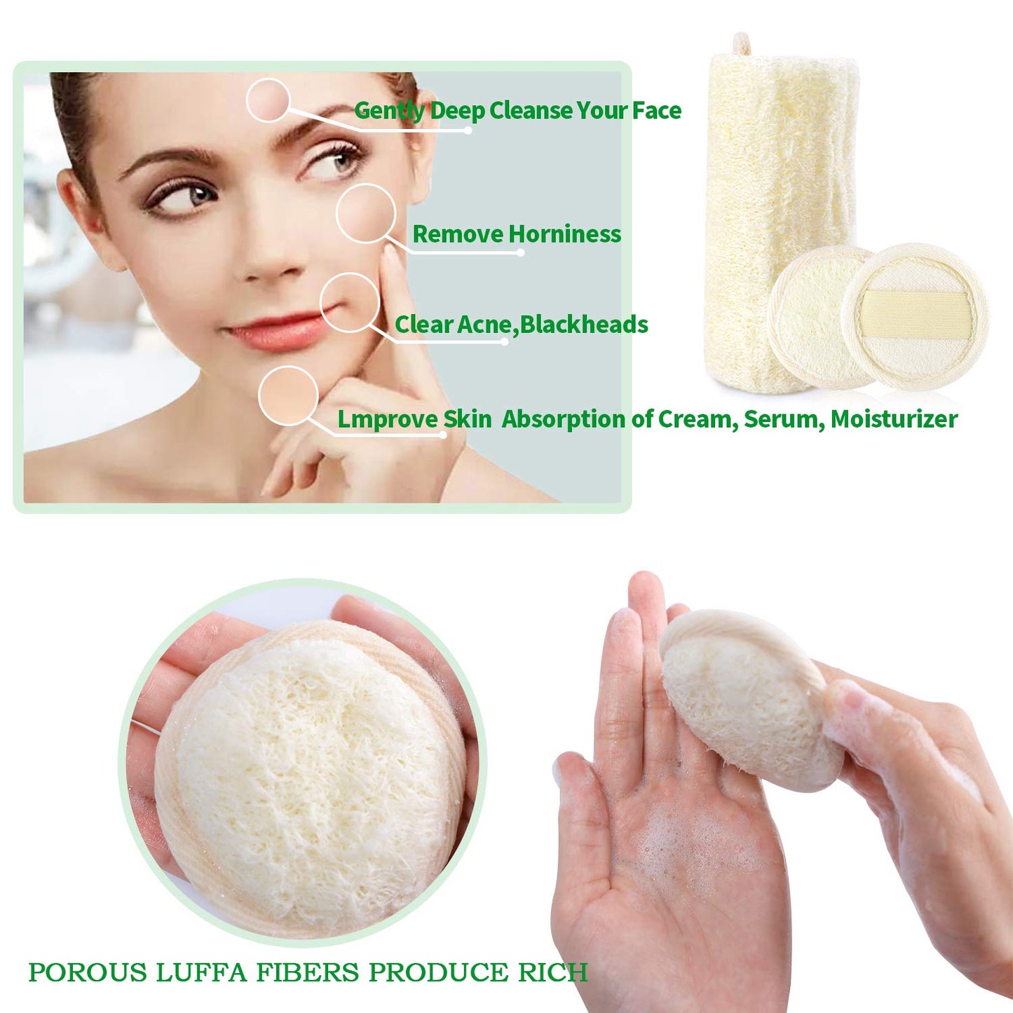 10 Packs Exfoliating Loofah Sponge Loofa Pads,Loofah Face Brush Cleanser and Massager,100% Natural Eco Loofah for Man Women Facial Cleansing Body Wash Beauty & Personal Care Delicate girl