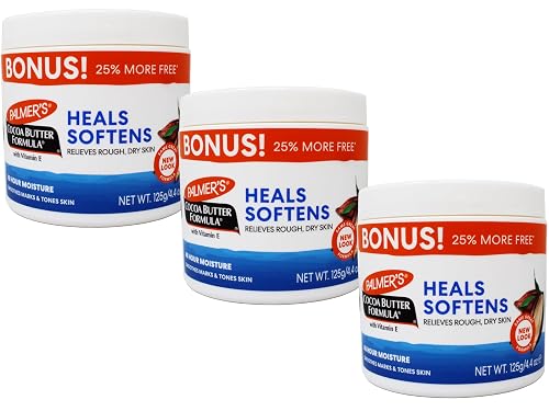 Palmer's Cocoa Butter Formula with Vitamin E, Body Moisturizer, Relieves Rough, Dry Skin, Smoothes Marks & Tones Skin, ("Bonus") 4.4 OZ Jar - 3 Pack Beauty & Personal Care Palmers
