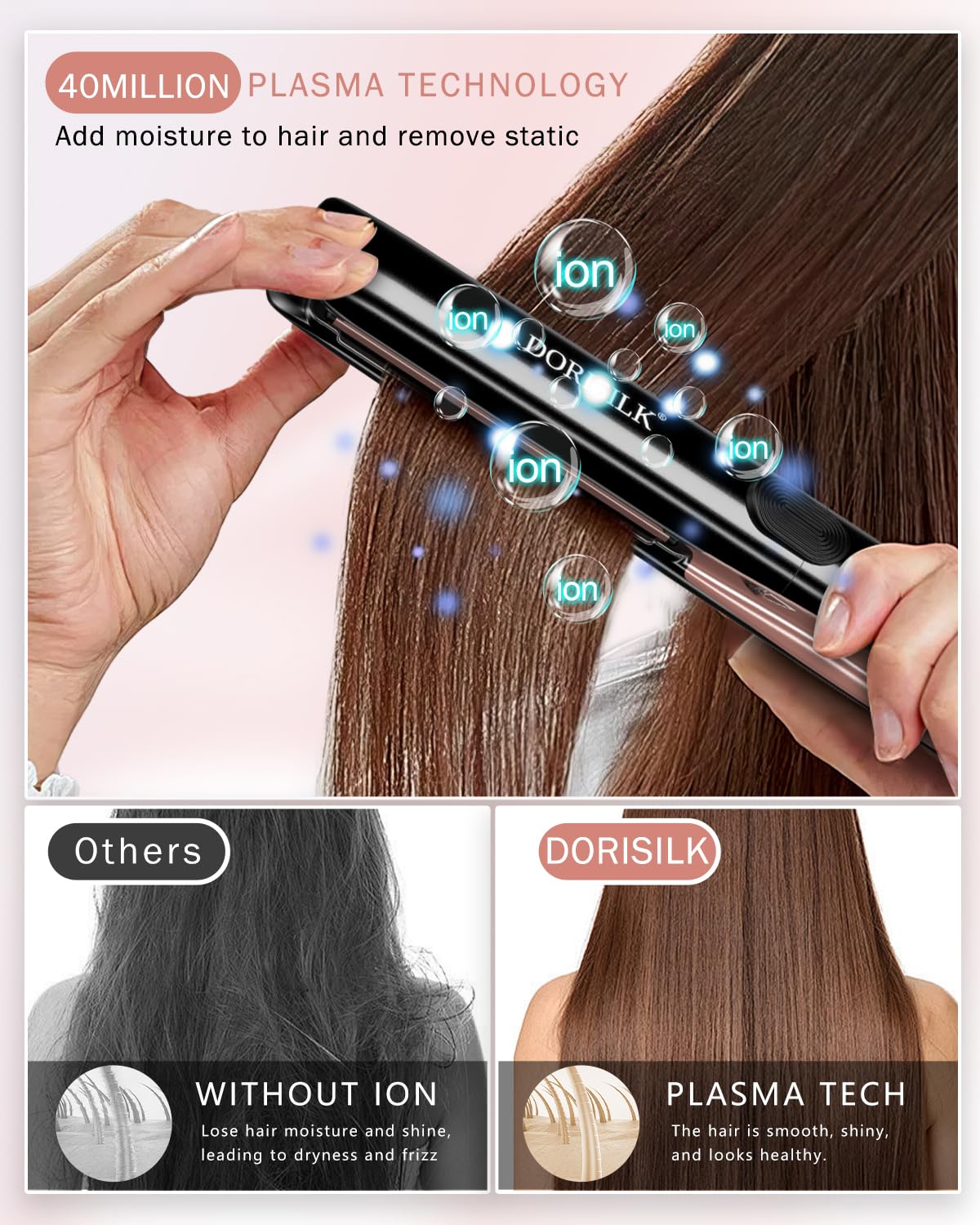 DORISILK 500 Degree High Temp Professional Hair Straightener，30s Fast Heating Ceramic Flat Iron ，2 in 1 Hair Straightener and Curler，Plasma Flat Iron Beauty and Personal Care DORISILK