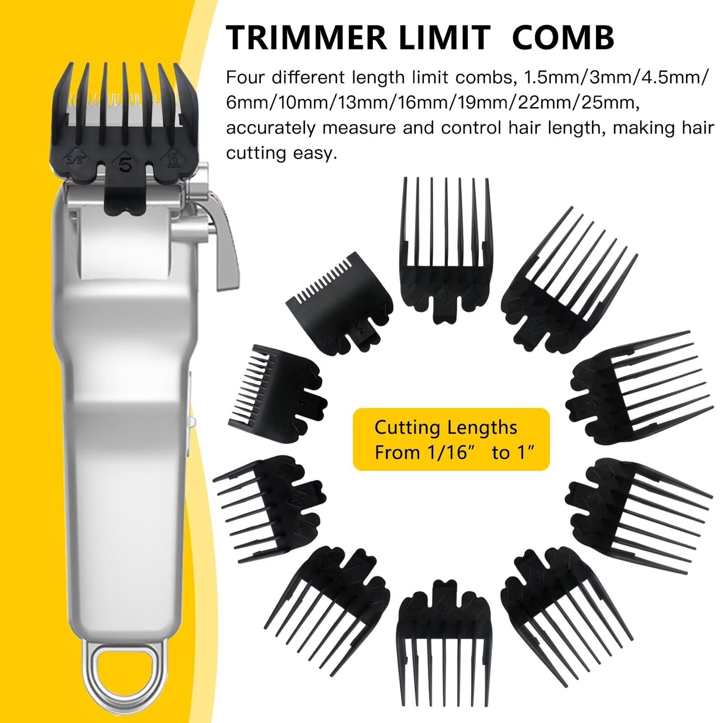 10 Pack Clipper Guards Set Replacement Fits for Conair HC224W/HC244NGBV/HCT242WR - 1/16" to 1", Black, by Vicue Beauty and Personal Care Vicue