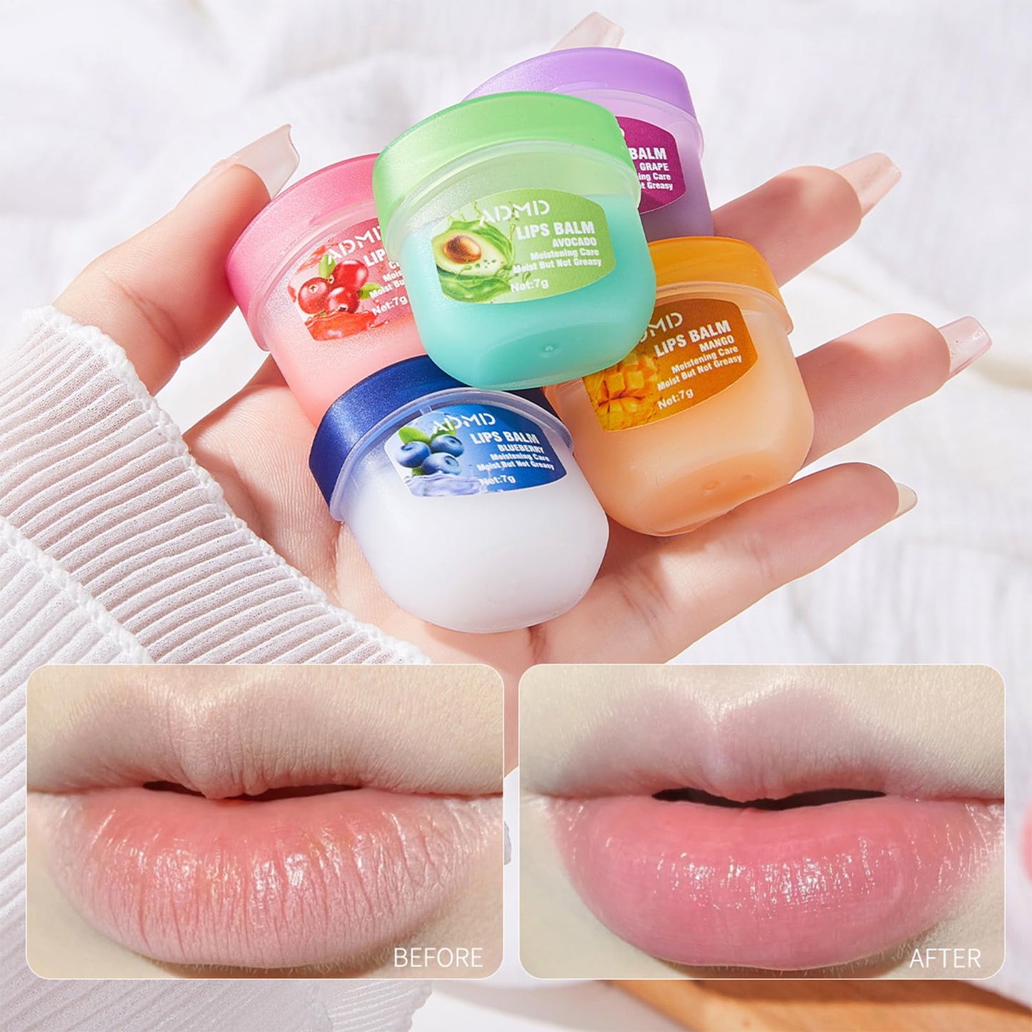 8-Pack Fruit Flavor Lip Balm Set, Mini Lip Mask for Daily Moisture & Overnight Care Helps Soothe Dry Lips Beauty & Personal Care ADMD