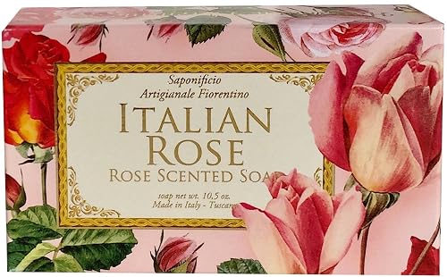 Bar Soap by Saponificio Artigianale Fiorentino- Tuscan Roseto Italian Rosa Rose Scented Soap All Natural Bath Cleanser 10.5 Ounce Beauty & Personal Care Saponificio Artigianale Fiorentino