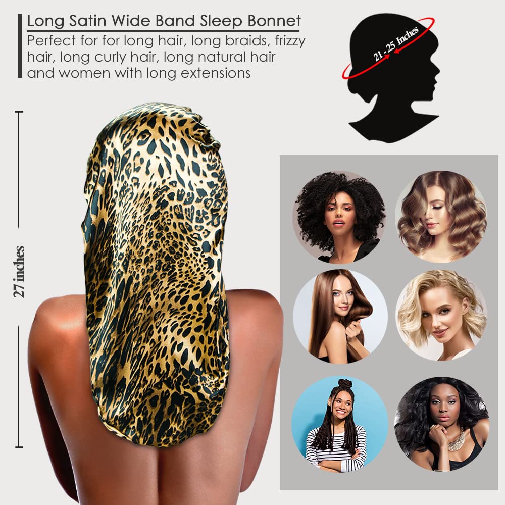 2 Pieces Long Silky Satin Sleep Bonnet for Curly Hair, Long Dreadlocks and Braids Hair Bonnets for Hair Care Beauty & Personal Care YOHITOP