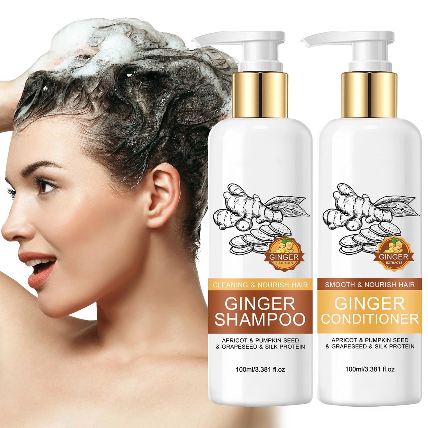 Ginger Shampoo and Conditioner Set, Deep Nourishing Shampoo and Conditioner for Hair Growth, Scalp Care, Frizz Control, and Damage Repair, Adds Shine Beauty & Personal Care TUOSHITONG