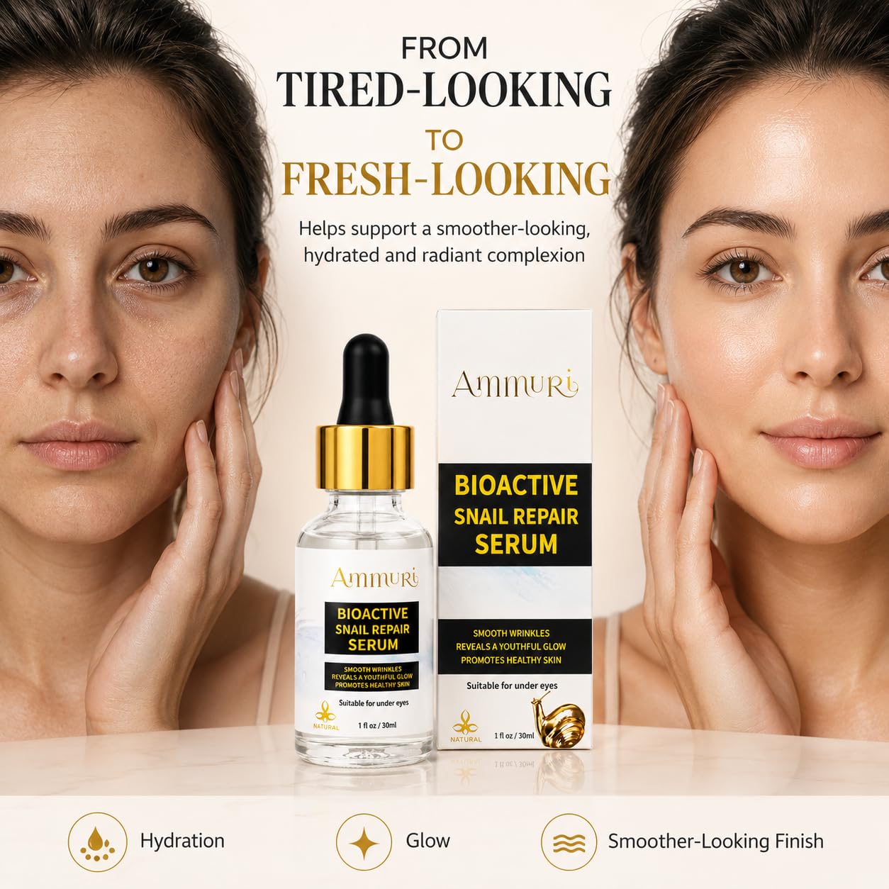 Bioactive Snail Repair Serum Smooths Wrinkles, Elastin and Collagen Generation, Anti-Ageing, Snail Secretion Filtrate Beauty & Personal Care Ammuri