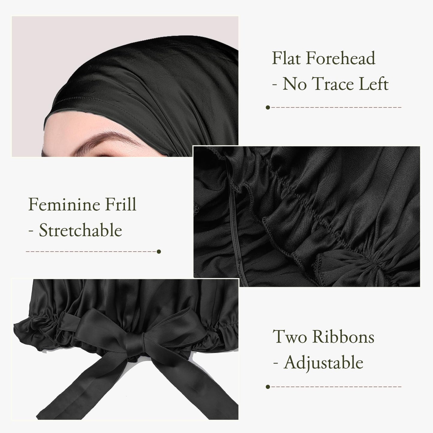 LilySilk Silk Bonnet for Sleeping Womens Sleep Cap 100% 19MM Mulberry Silk for Long Curly Hair Adjustable Stretchy Black Beauty and Personal Care LilySilk