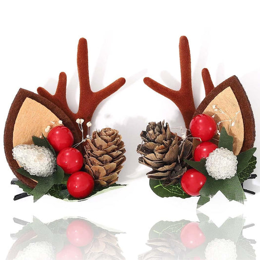 BARTOSI Christmas Reindeer Antlers Hair Clips Deer Antler Hair Clip Xmas Ears Hairpins Holiday Hair Accessories for Women and Girls (Pack of 2) Beauty & Personal Care BARTOSI