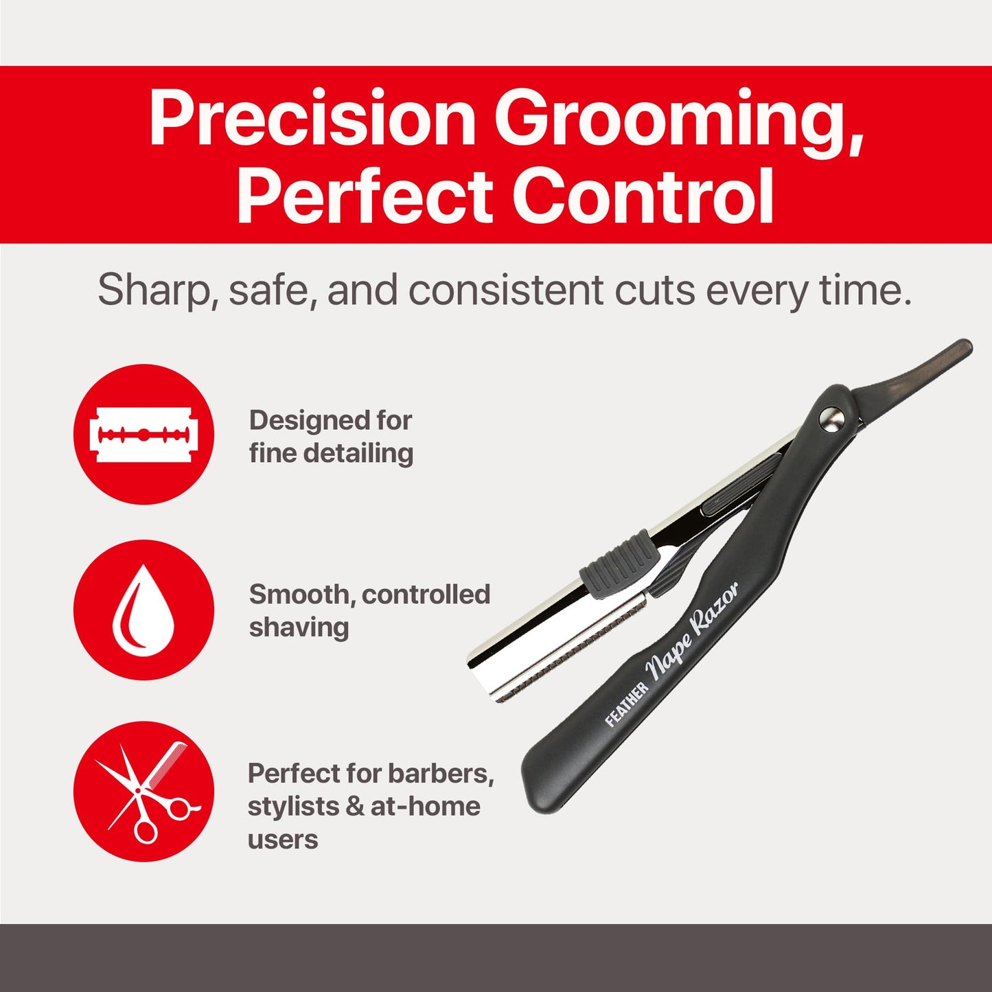 Feather - Nape and Body Razor Kit - Professional Use Hair Cutting Tool - Includes Nape Razor, 10 Nape Blades & 2 oz Blade Glide - Ideal for Nape Beauty and Personal Care Feather