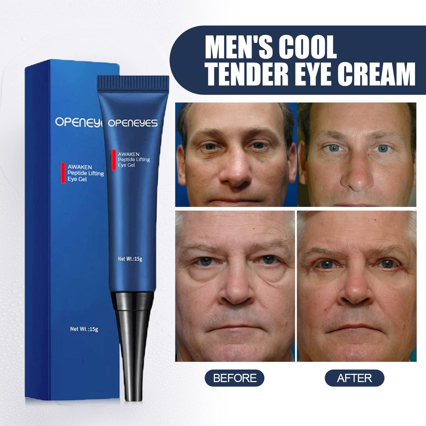 AKARY Awaken Peptide Depuffing Eye Gel, Lifts Firming Eye Tightener, Men's Moisturizing Eye Cream Hydrating Gel Smooths Under Eyes for Dark Circles Beauty & Personal Care AKARY