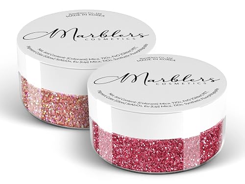 MARBLERS Twinkle Face & Body Glitter Duo [Holo Pink Rose & Crimson Pink] 0.36oz (10g) | Non-Toxic | Cruelty-Free | Eyeshadow, Nail Polish, Nail Art | Beauty & Personal Care MARBLERS