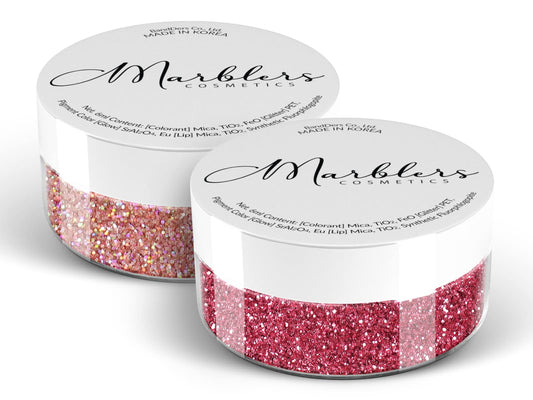 MARBLERS Twinkle Face & Body Glitter Duo [Holo Pink Rose & Crimson Pink] 0.36oz (10g) | Non-Toxic | Cruelty-Free | Eyeshadow, Nail Polish, Nail Art | Beauty & Personal Care MARBLERS