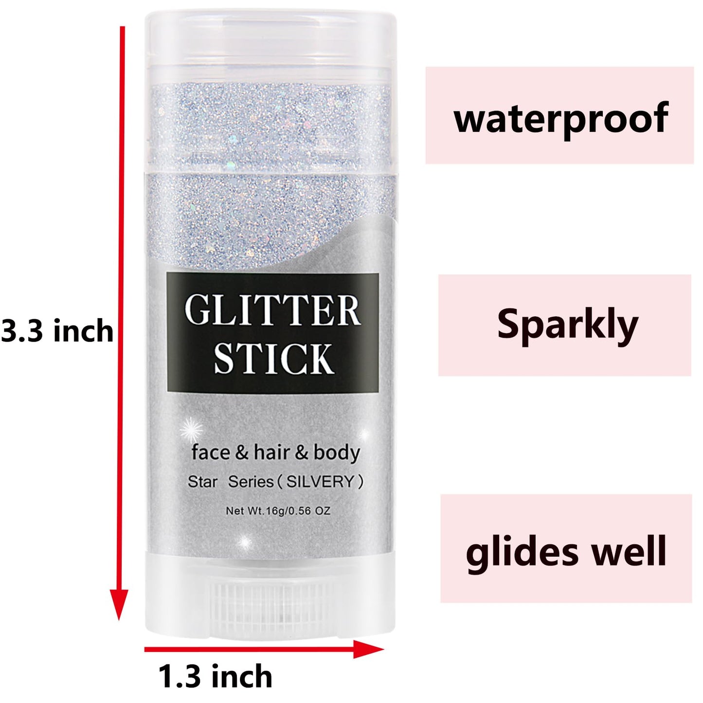 MEICOLY Silver Body Glitter Stick,Waterproof Halloween Face Glitter Gel,Chunky Glitter Face Paint,Mermaid Sequin Hair Glitter Makeup,Sparkle Body Beauty and Personal Care MEICOLY