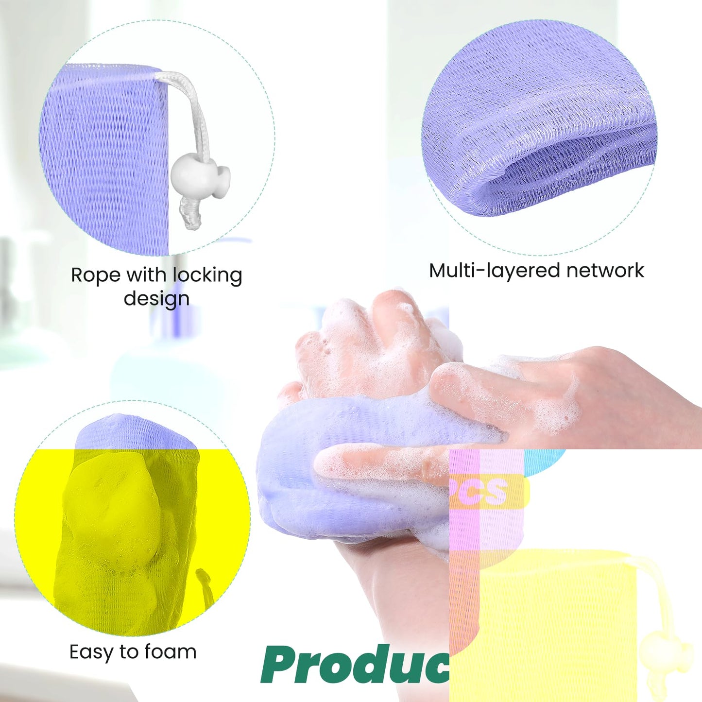 8 Pcs Mesh Soap Bags, Bar Soap Saver Bags, Bubble Foaming Nets Pocket with Drawstring for Facial Cleaning Body Wash (Multicolor) Beauty and Personal Care Tweruna