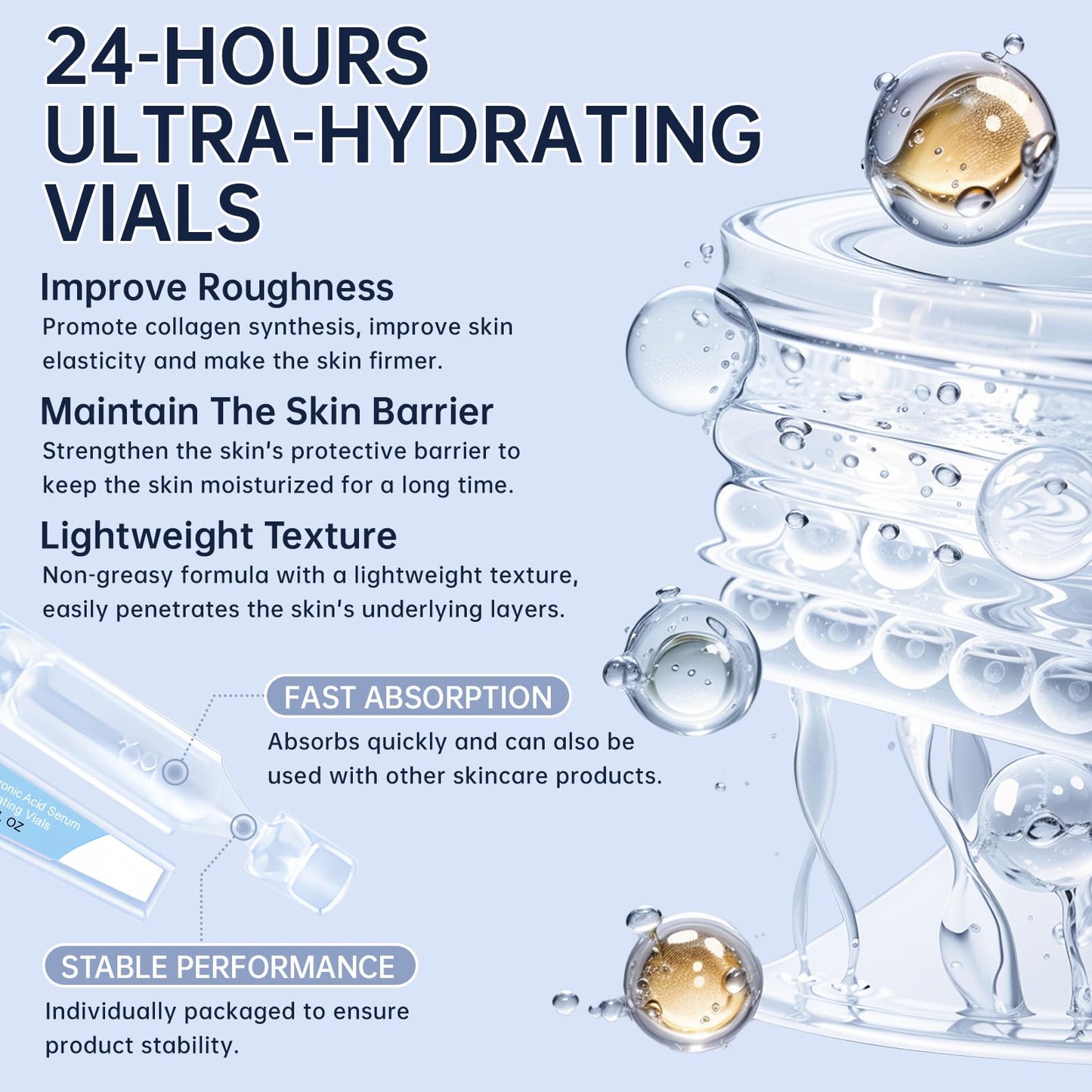 3% Hyaluronic Acid Serum Ultra-Hydrating Vials, 60pcs Hyaluronic Acid Tubes, Wake Nature Perfection, Hyaluronic Serum for Face, Ultra Hydrating Beauty & Personal Care mopayzer