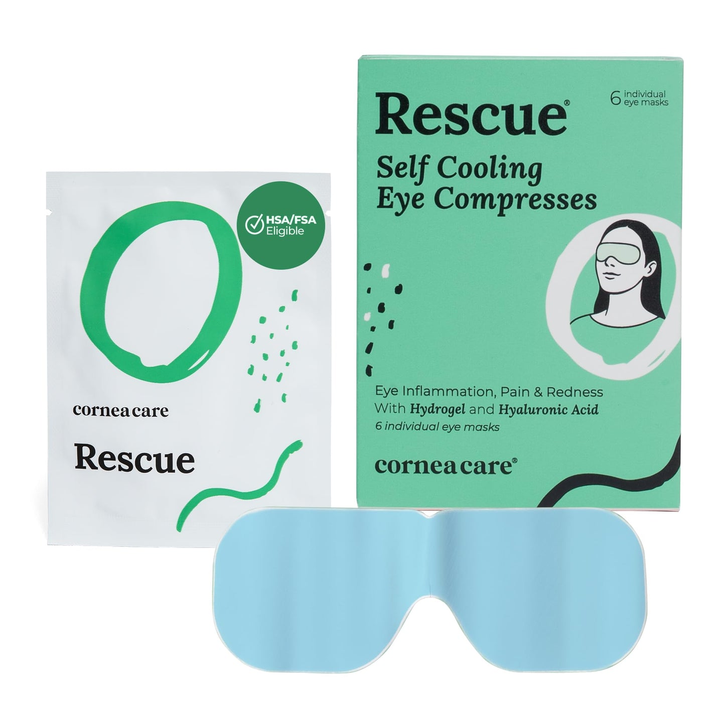 CorneaCare Rescue: Hydrogel Self Cooling Compress | Cold Eye Masks for Puffy Eyes | Self Cooling Eye Compress for Fast Relief | Travel Ready | 6 Count Beauty & Personal Care CorneaCare