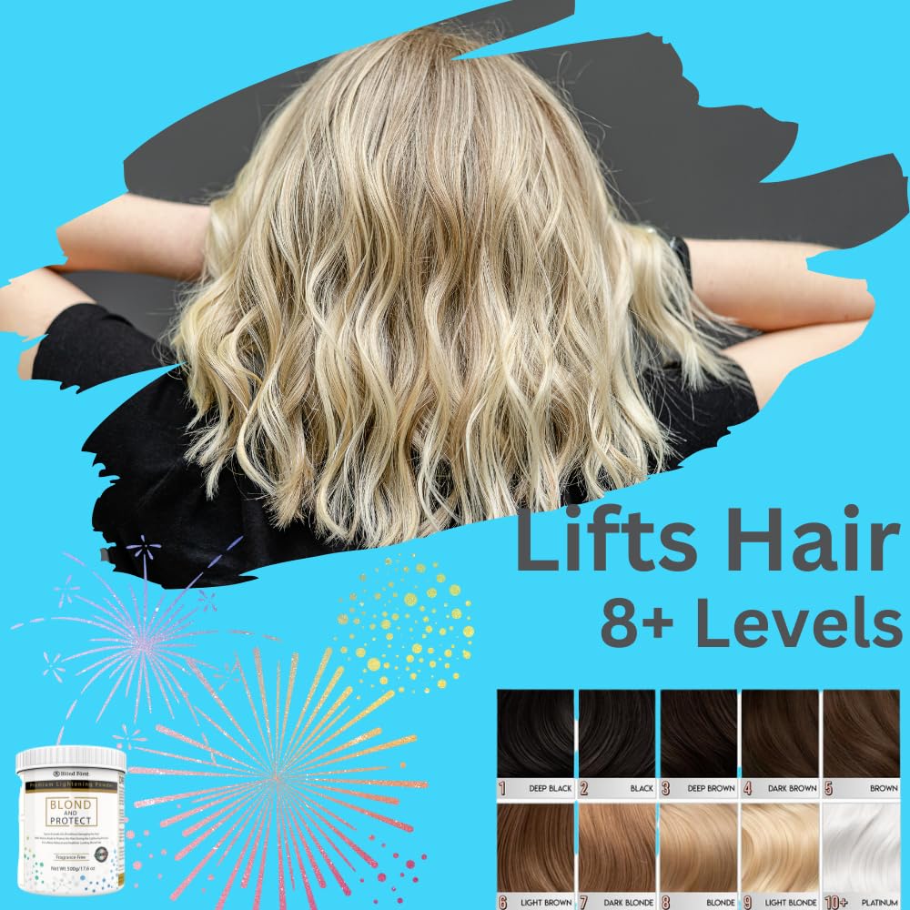 1 Lbs/17 Oz Tub Blond And Protect Premium Hair Lightener 8+ Levels + 13.5 Oz/400 ml Developer Volume & Hair Coloring Brush (Bundle - 5 items) (20 Beauty & Personal Care Blond Forte
