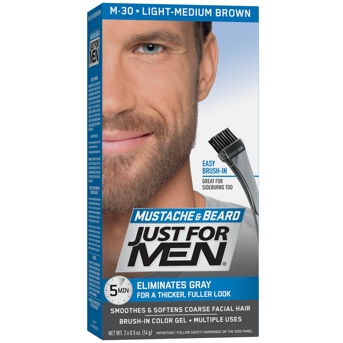 Just For Men Mustache & Beard, Beard Coloring for Gray Hair with Brush Included - Color: Light-Medium Brown, M-30 Beauty & Personal Care Just for Men