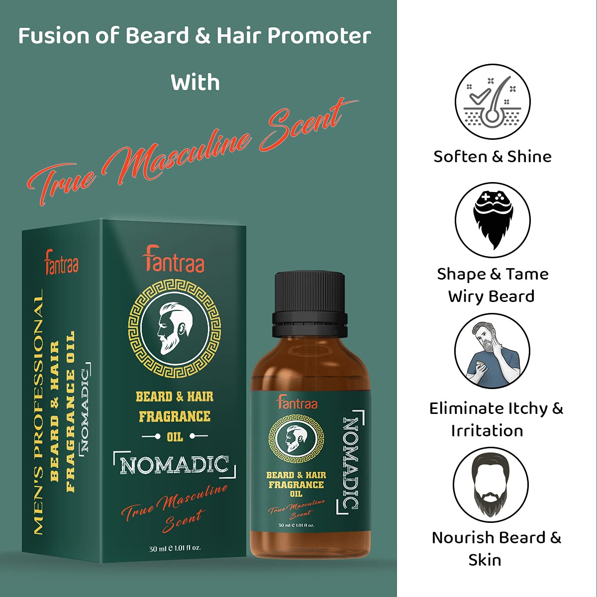 Fantraa Beard and Hair Fragrance Oil - 30 ml (Nomadic) Beauty and Personal Care Fantraa