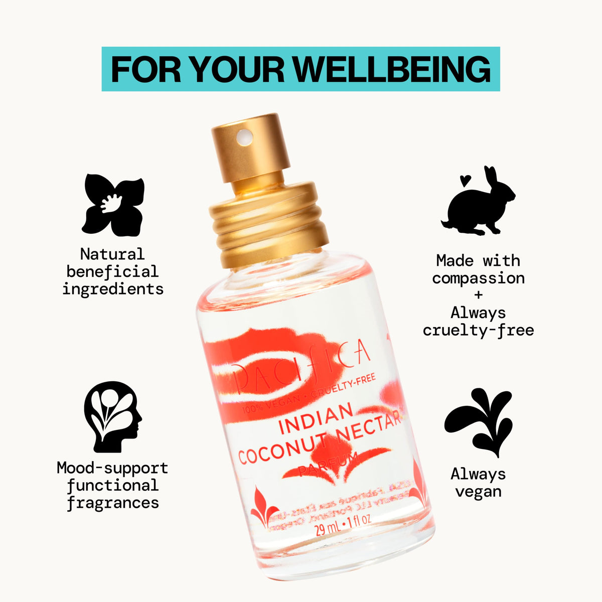 Pacifica Indian Coconut Nectar Perfume Spray - Tropical Vanilla & Coconut Fragrance, Layerable Beachy Perfume for Women, Clean, Non-Toxic, Vegan Beauty & Personal Care Pacifica