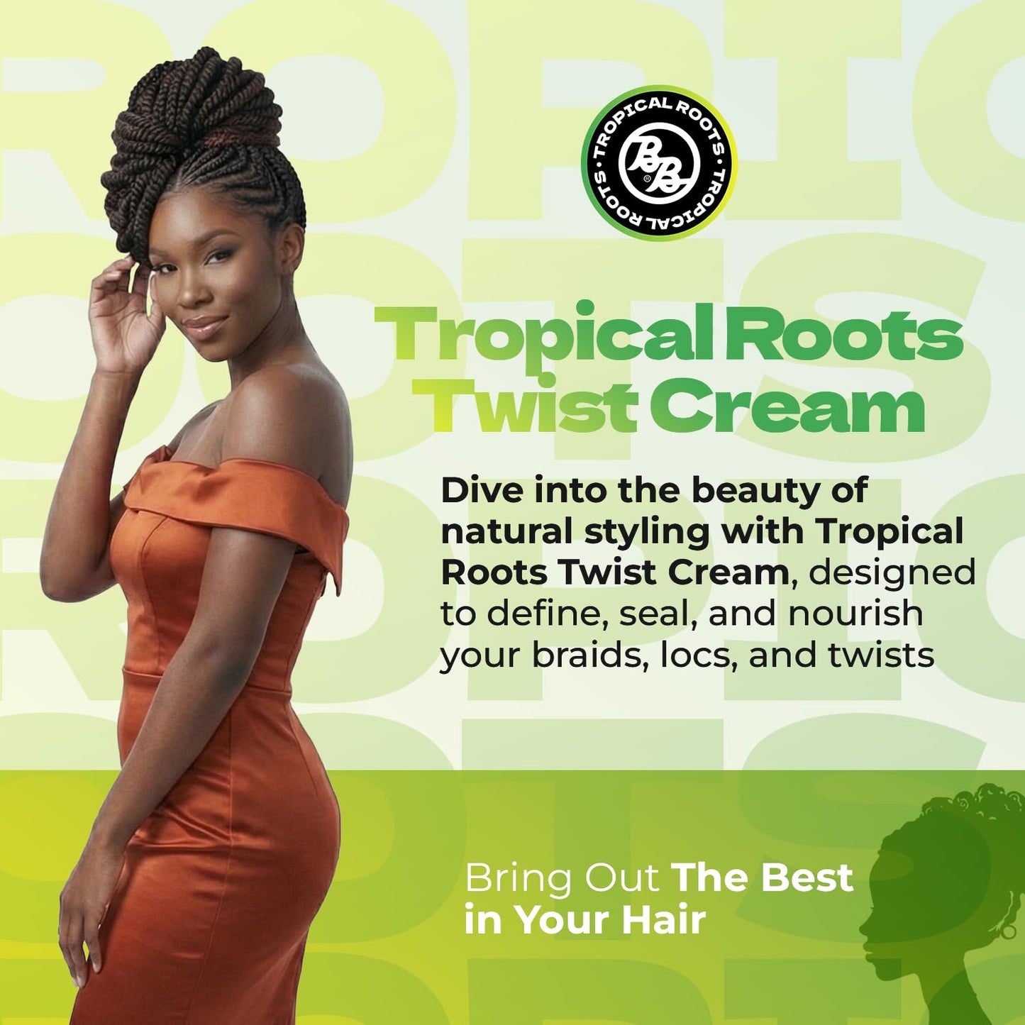 Bronner Bros Tropical Roots Twist Cream - Styling & Twisting Cream for Natural Hair, Braids, Locs & Twists - Seals Ends, Soft Hold, No Flaking & No Beauty & Personal Care Bronner Bros