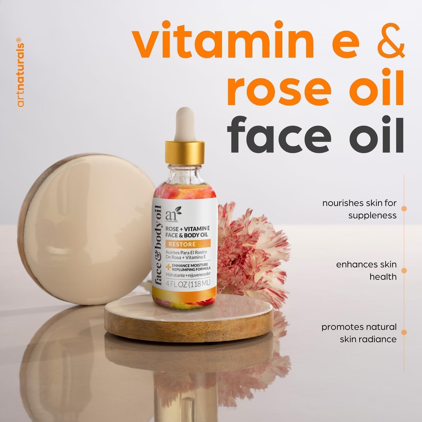 ArtNaturals Face & Body Vitamin E Bio Oil 4.0oz + Gua Sha Facial Tools Set - Organic Moisturizer Skincare for Scars, Stretch Mark, Cellulite & Nails Beauty & Personal Care Artnaturals