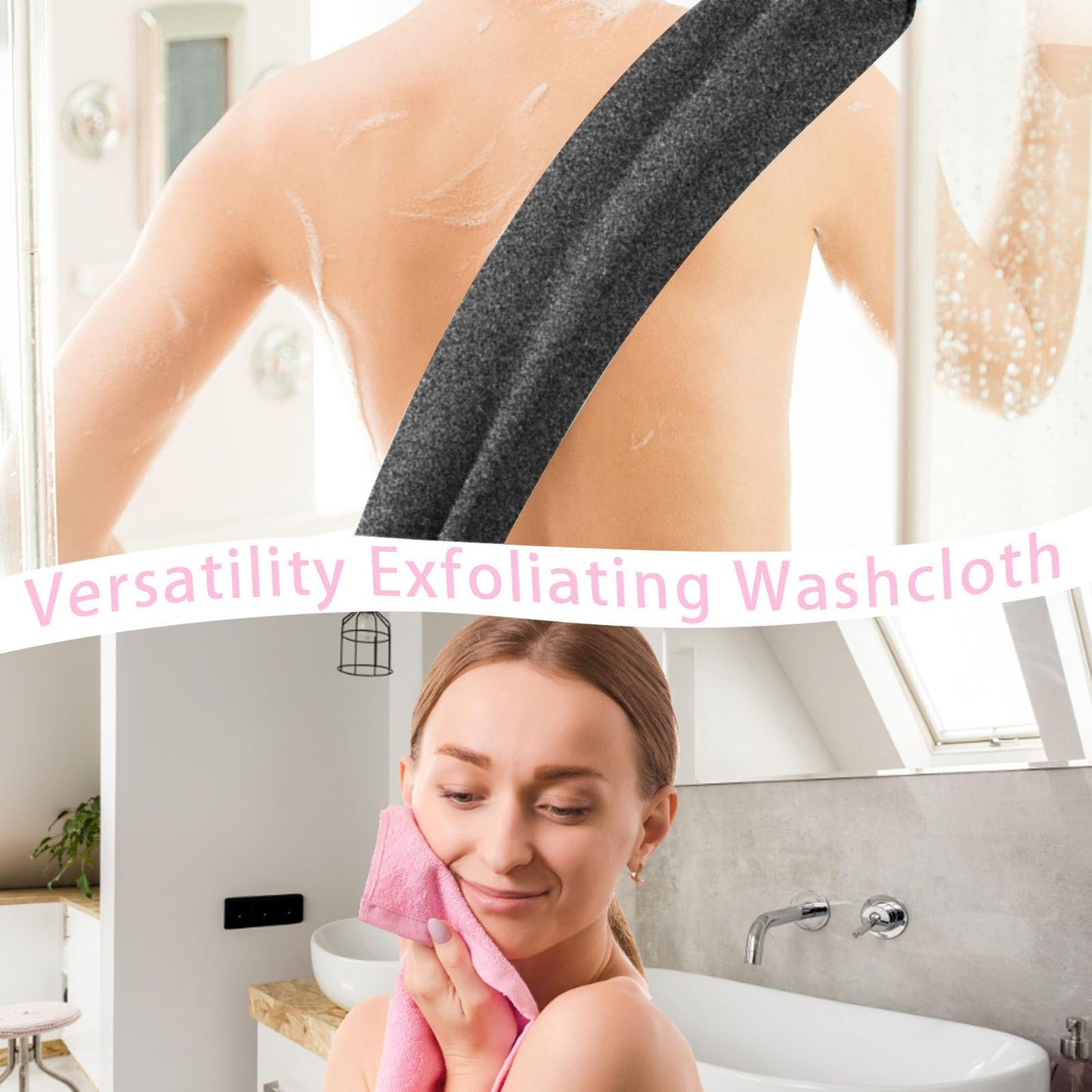 4Pcs Back Scrubber for Shower, Nylon Exfoliating Body Washcloth, Stretchable Back Scrubber With Handle, Back Washer for Women Men Beauty and Personal Care CANIPHA